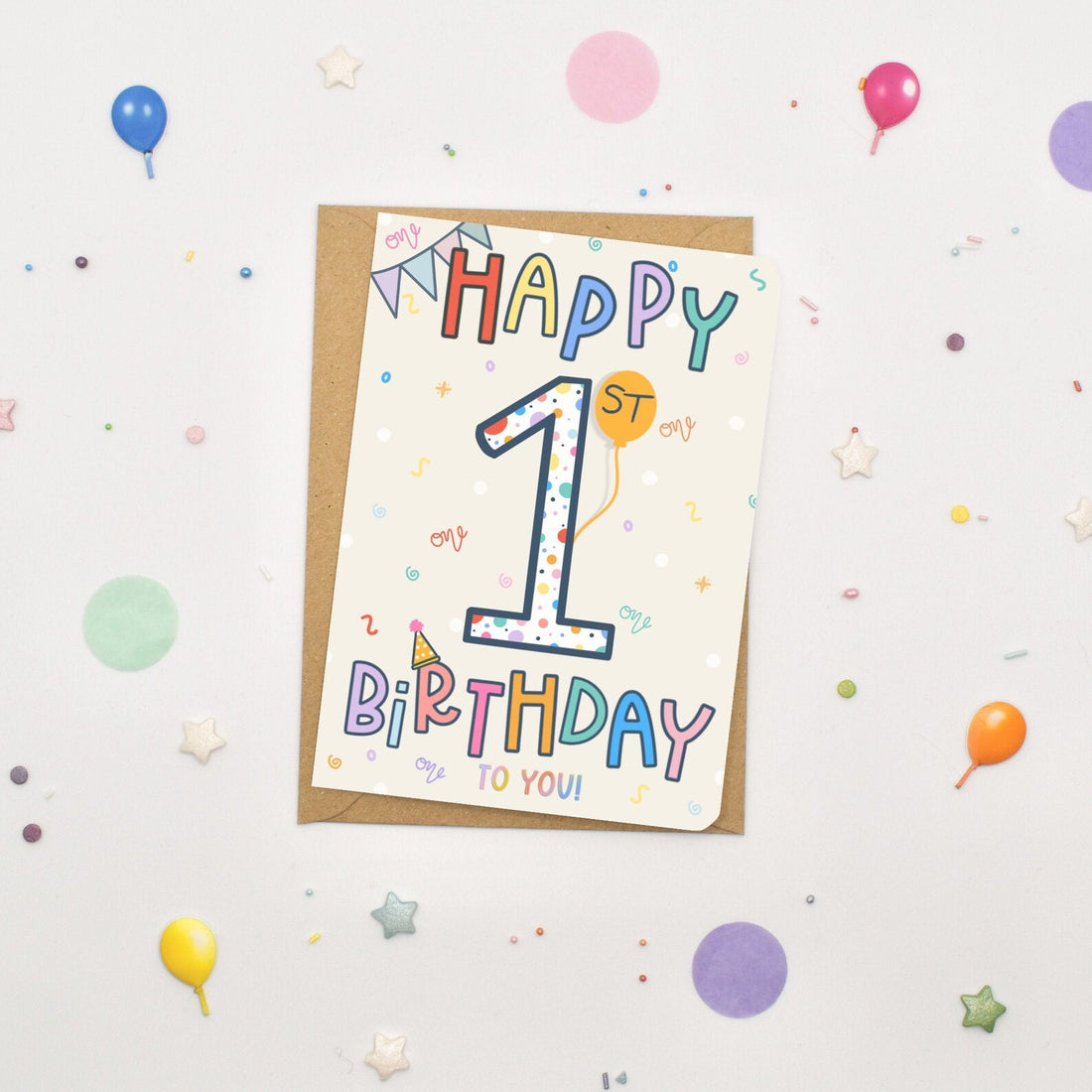Happy 1st Birthday Card - Scribble &amp; Print Co_Just Makers