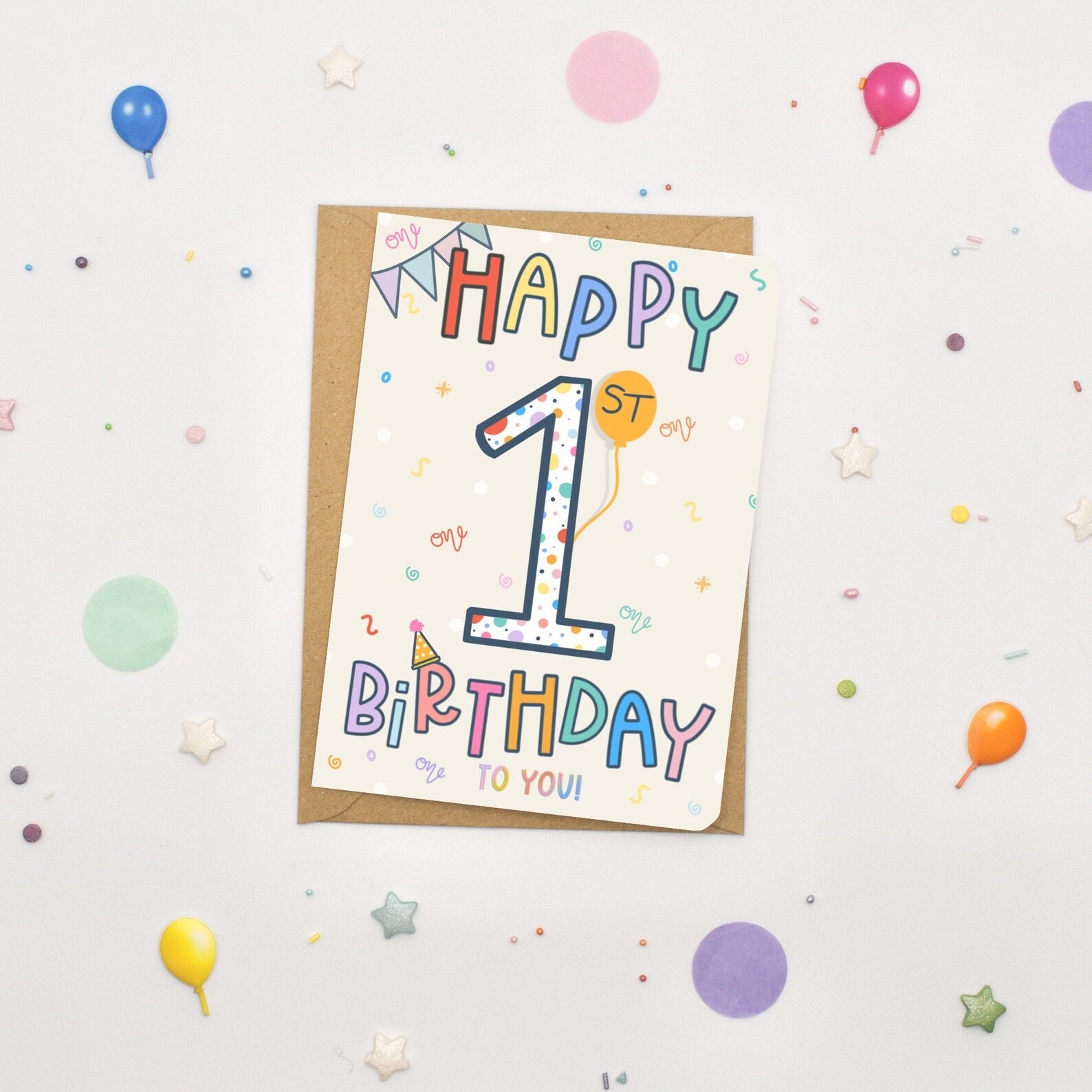 Happy 1st Birthday Card - Scribble &amp; Print Co_Just Makers