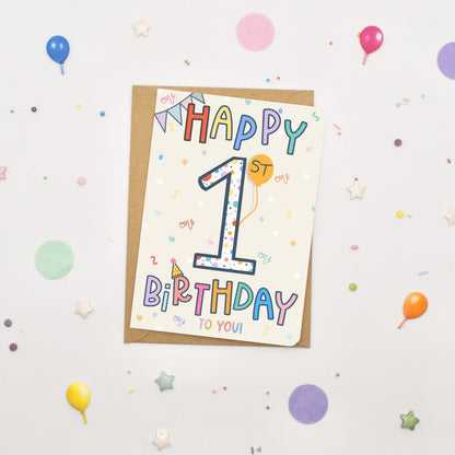 Happy 1st Birthday Card - Scribble &amp; Print Co_Just Makers