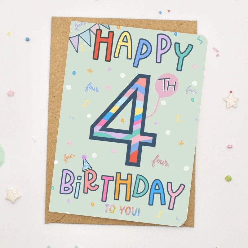 Happy 4th Birthday Card - Scribble &amp; Print Co - Just Makers Rachel of Scribble &amp; Print Co