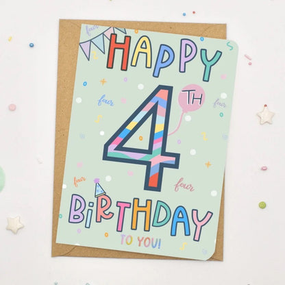 Happy 4th Birthday Card - Scribble &amp; Print Co_Just Makers