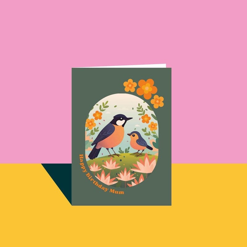 Happy Birthday Mum Birds Greeting Card - JAM Artworks_Just Makers