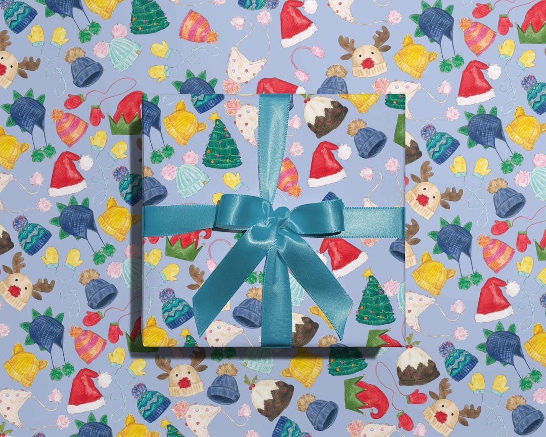 Hats Christmas Wrapping Paper - Just Makers Antonia Illustration