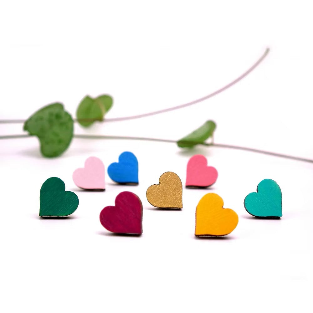 Heart Studs Pale Turquoise - Red Paper House_Just Makers