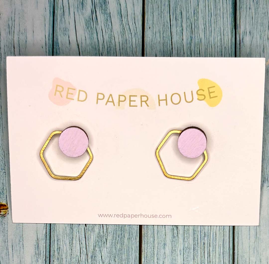 Hexa Stud Earrings Lilac - Red Paper House_Just Makers