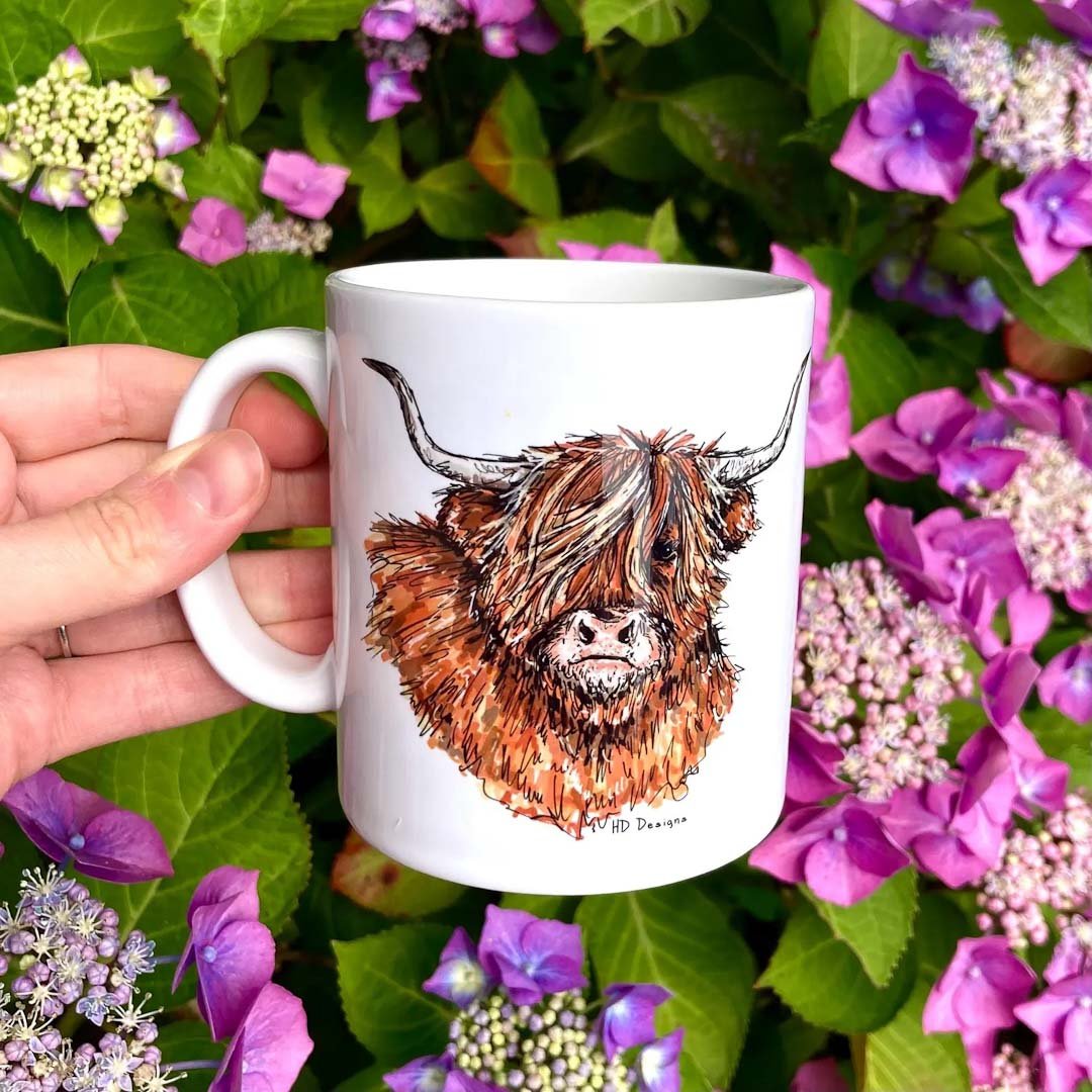 Highland Cow Ceramic Mug - HD Designs - Just Makers HD Designs
