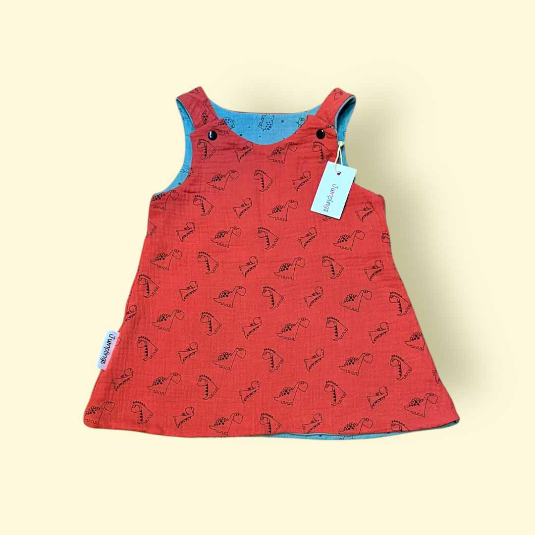 Hippo and Dinosaur Reversible Dress 1-2 Years - Jumplings Clothes_Just Makers