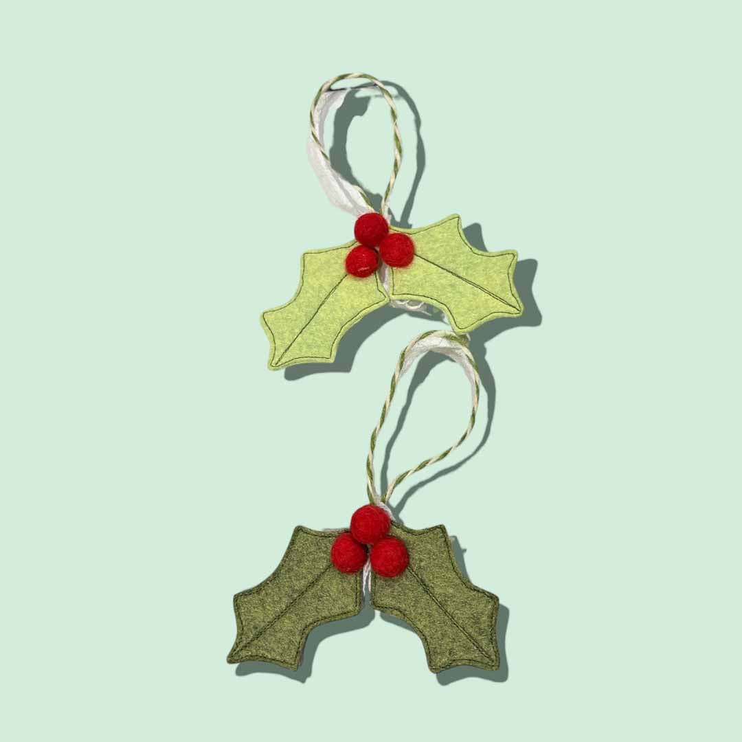Holly Felt Decoration - Alice and Audrey - Just Makers Alice &amp; Audrey