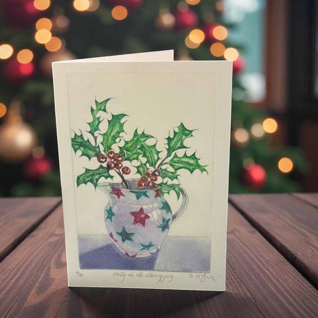 Holly in the Starry Jug Greeting Card - Moira McTague_Just Makers