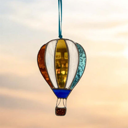 Hot Air Balloon Stained Glass Hanging Decoration - Dragonfly Glass Art_Just Makers