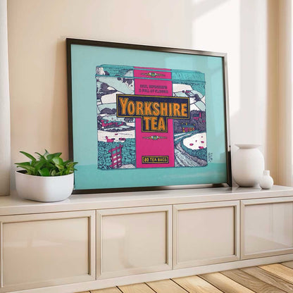 Iconic Yorkshire Tea Art Unframed A5 Print Blue - Bejojo Art