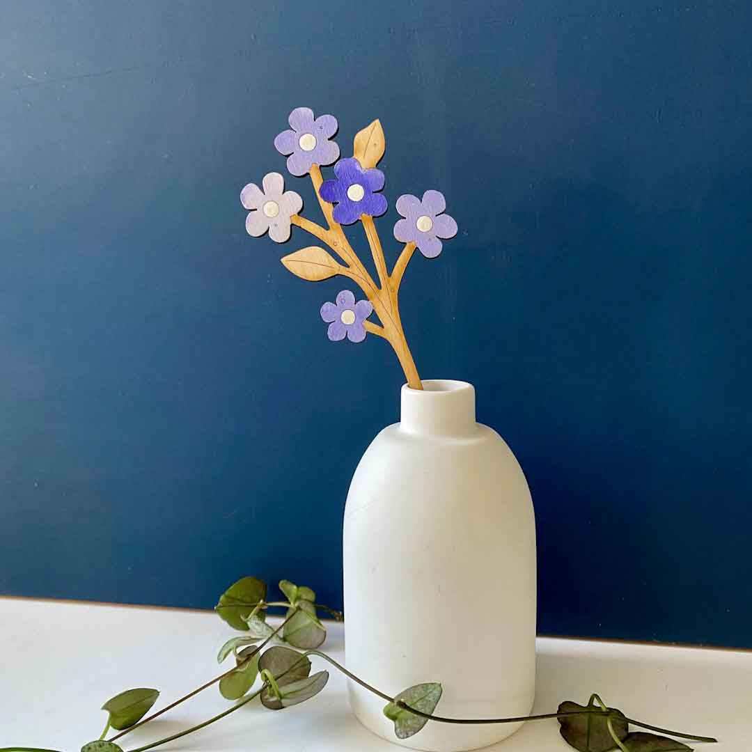 Hand Painted Forget-Me-Not Blue Stem - Natty Deco