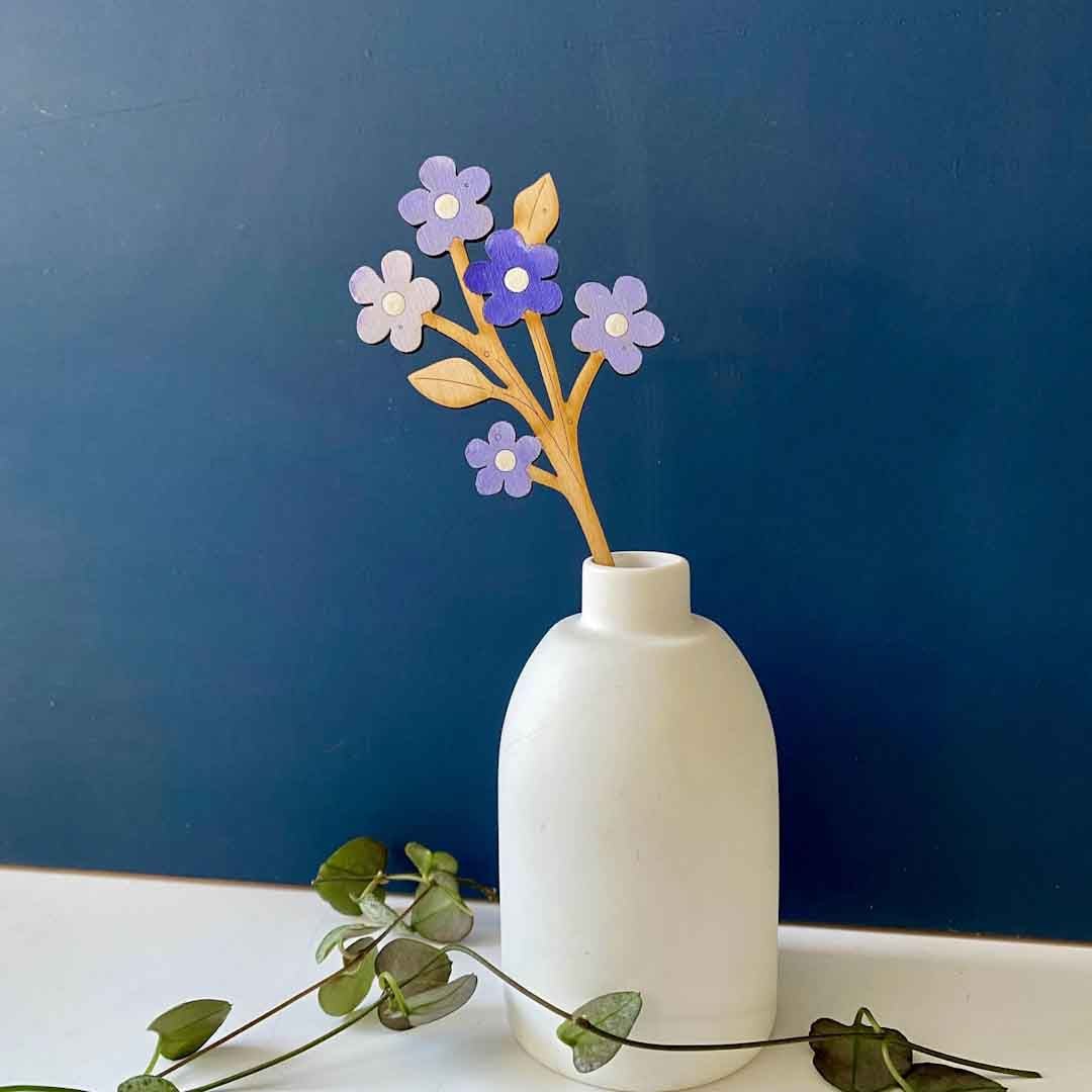 Hand Painted Forget - Me - Not Blue Stem - Natty Deco - Just Makers Natty Deco