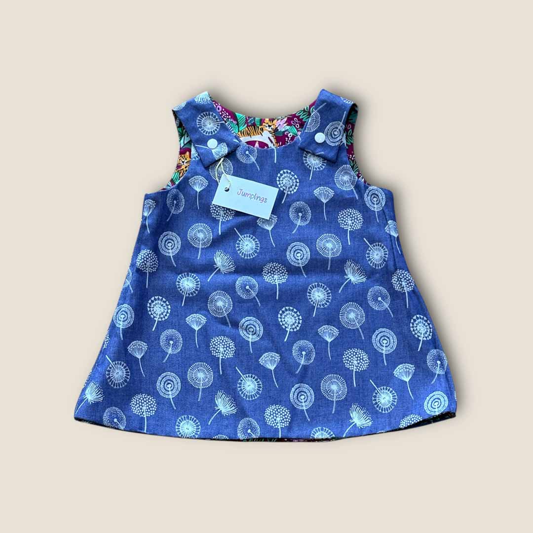 Jungle Animal and Blue Reversible Dress 6-12 Months - Jumplings Clothes_Just Makers