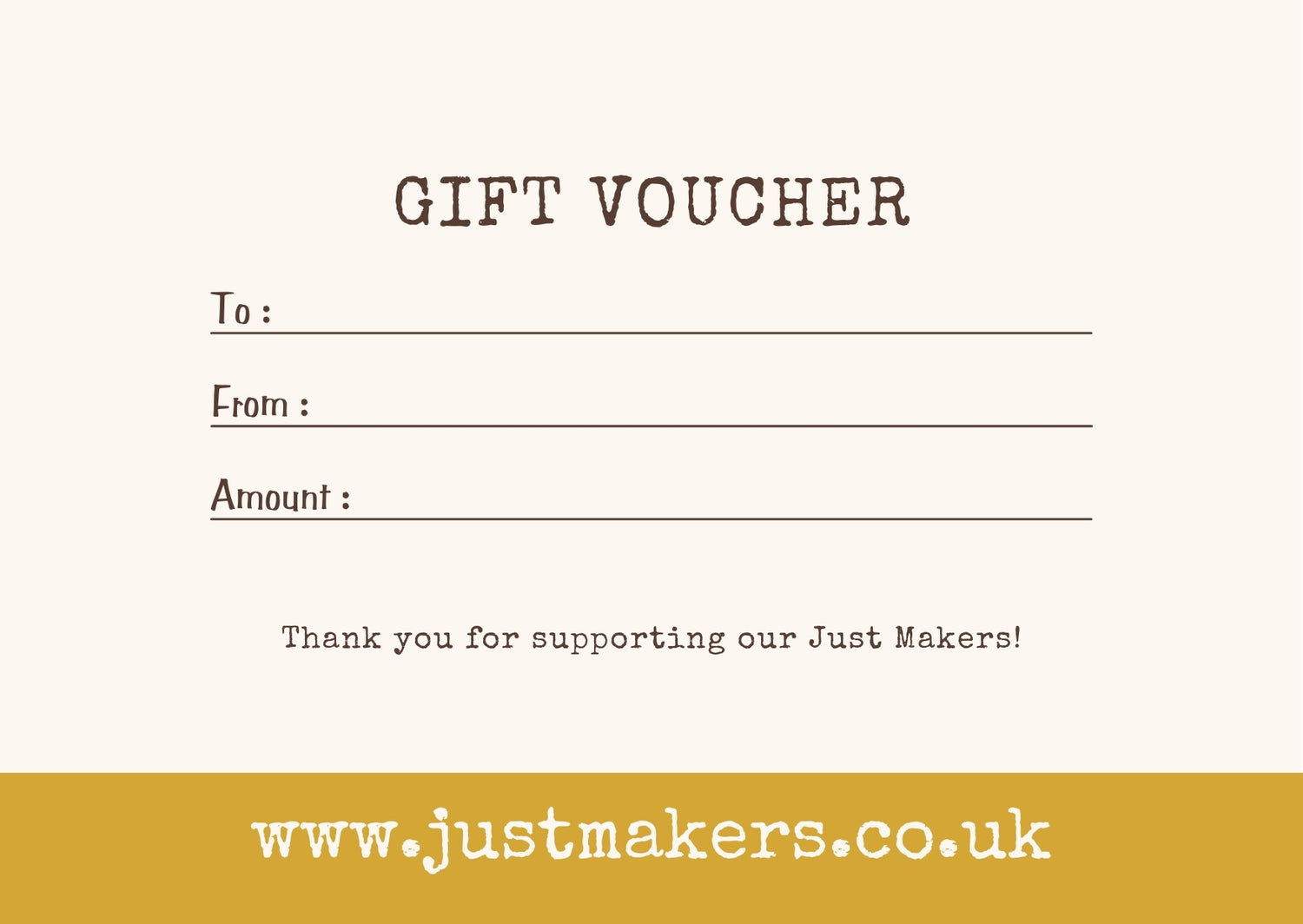 Just Makers Physical Gift Card Side Two