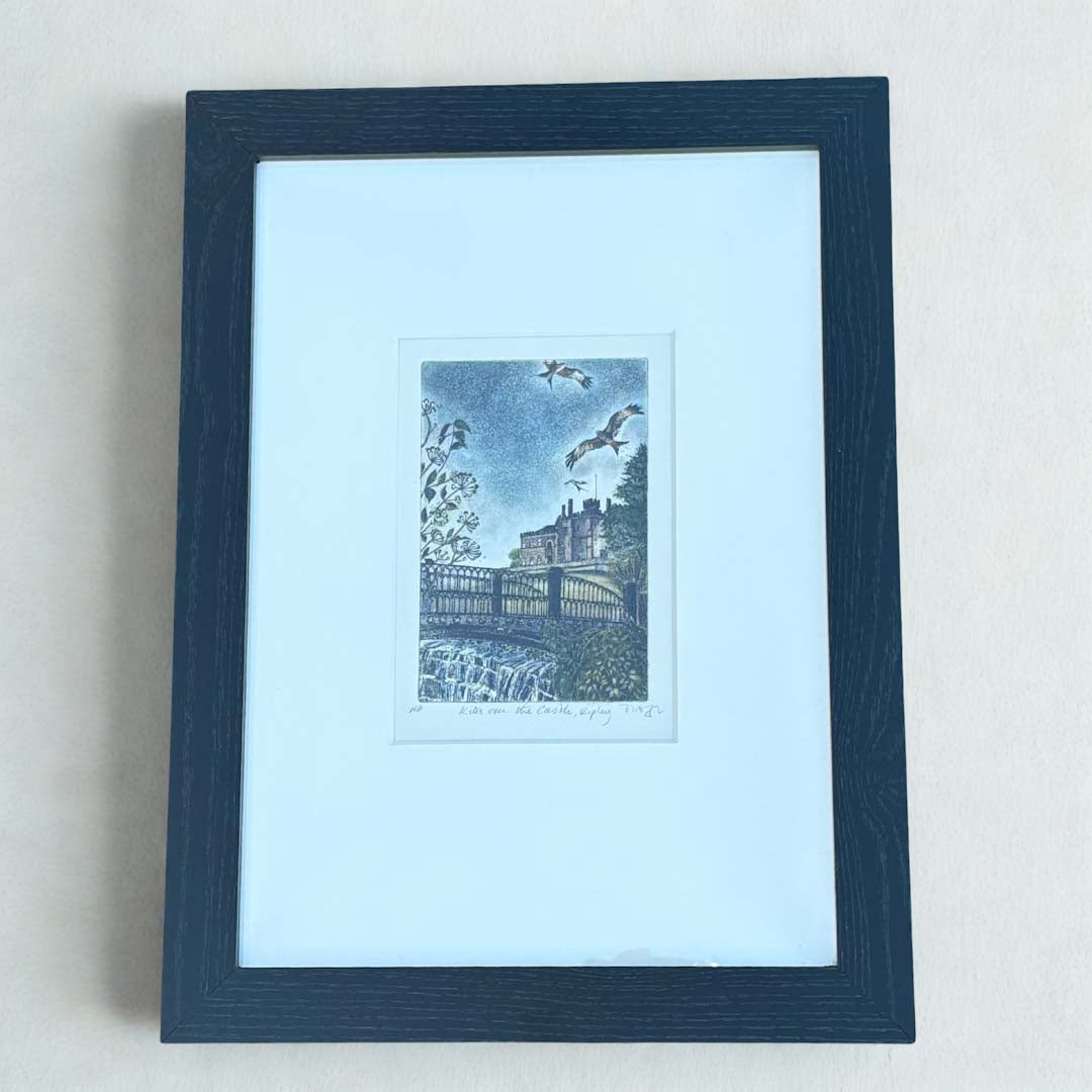 Kites Over The Castle, Ripley Original Framed Etching - Moira McTague_Just Makers