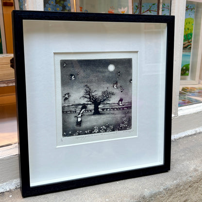 Lapwings Gather to Honour the Ancient Oak Framed Etching - Moira Mctague_Just Makers