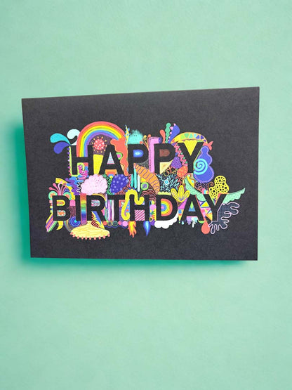 Large Happy Birthday Greeting Card - Rat Bean Kat_Just Makers