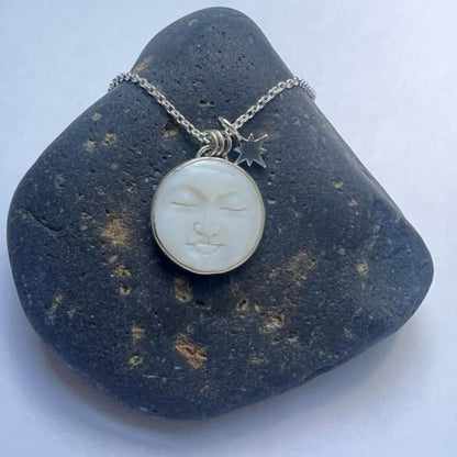 Large Moon Face Pendant with Star - Frances Greenwood_Just Makers