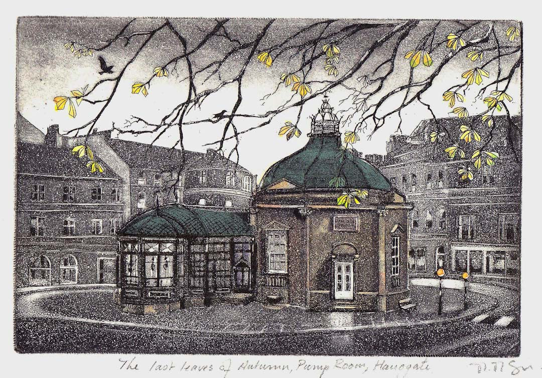 Last Leaves of Autumn, Pump Room Original Framed Etching - Moira McTague_Just Makers
