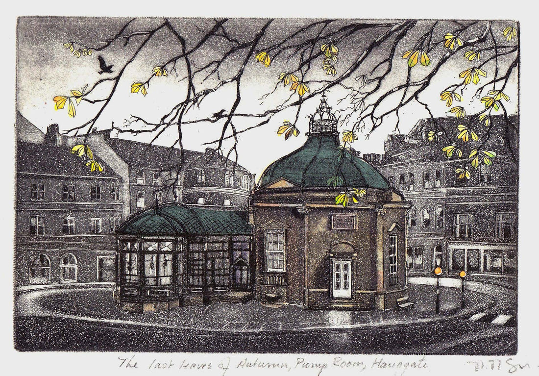 Last Leaves of Autumn, Pump Room Original Framed Etching - Moira McTague_Just Makers