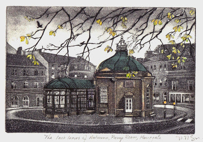 Last Leaves of Autumn, Pump Room Original Framed Etching - Moira McTague_Just Makers
