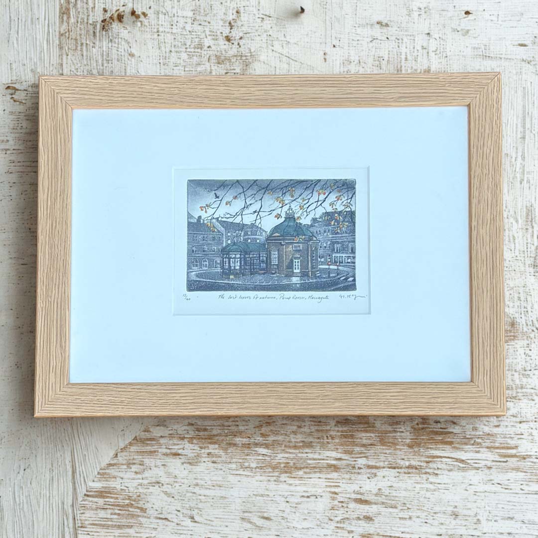 Last Leaves of Autumn, Pump Room Original Framed Etching - Moira McTague