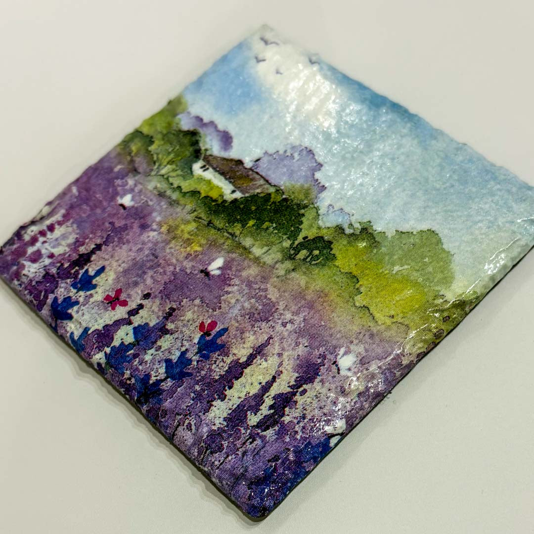 Lavender Field House Coaster Slate - Sarah Tustin_Just Makers