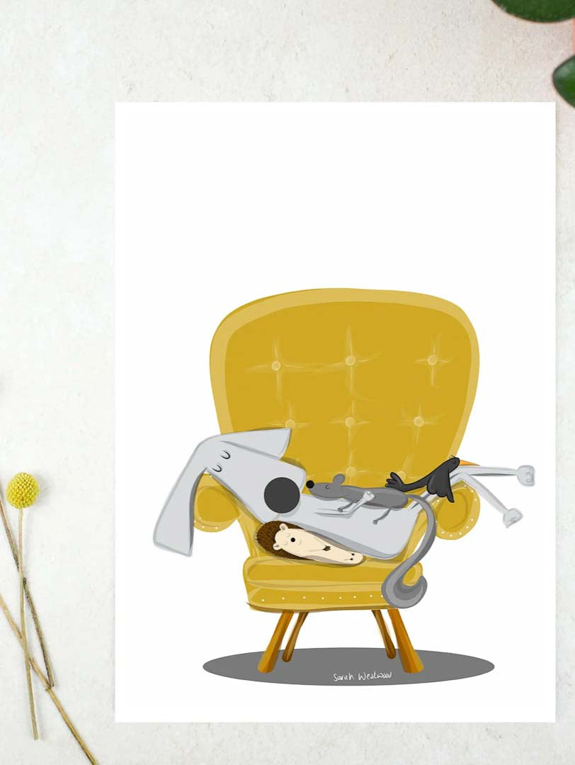 Lazy Sunday Sprocket A4 Print - Sarah Westwood Illustrator_Just Makers