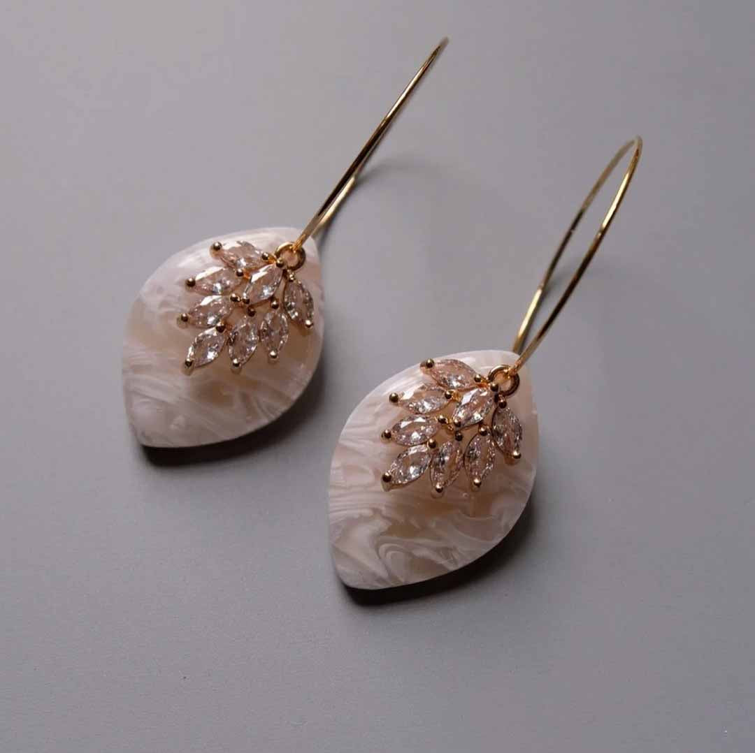 Leaf CZ Dangle Earrings - CH Handmade_Just Makers