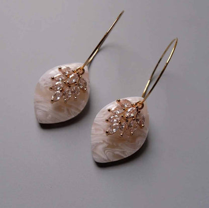 Leaf CZ Dangle Earrings - CH Handmade_Just Makers