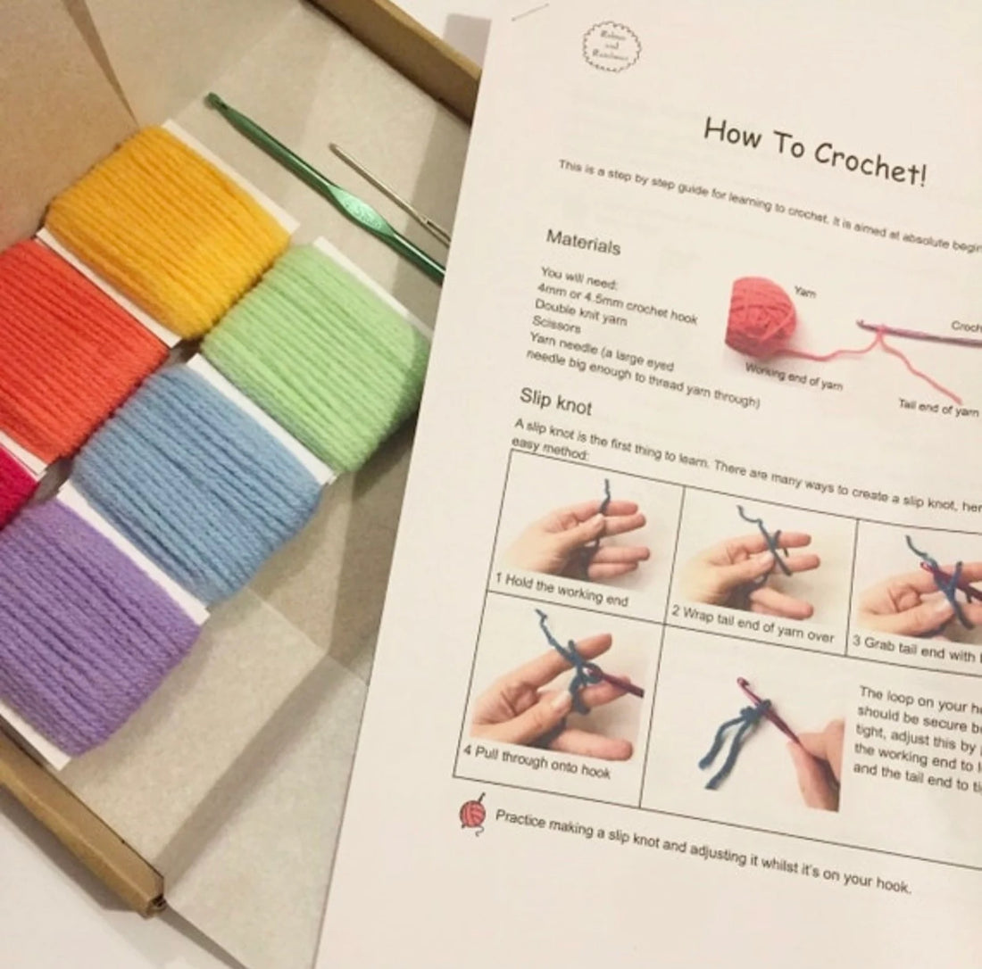 Learn to Crochet Kit Open- Robins and Rainbows_Just Makers