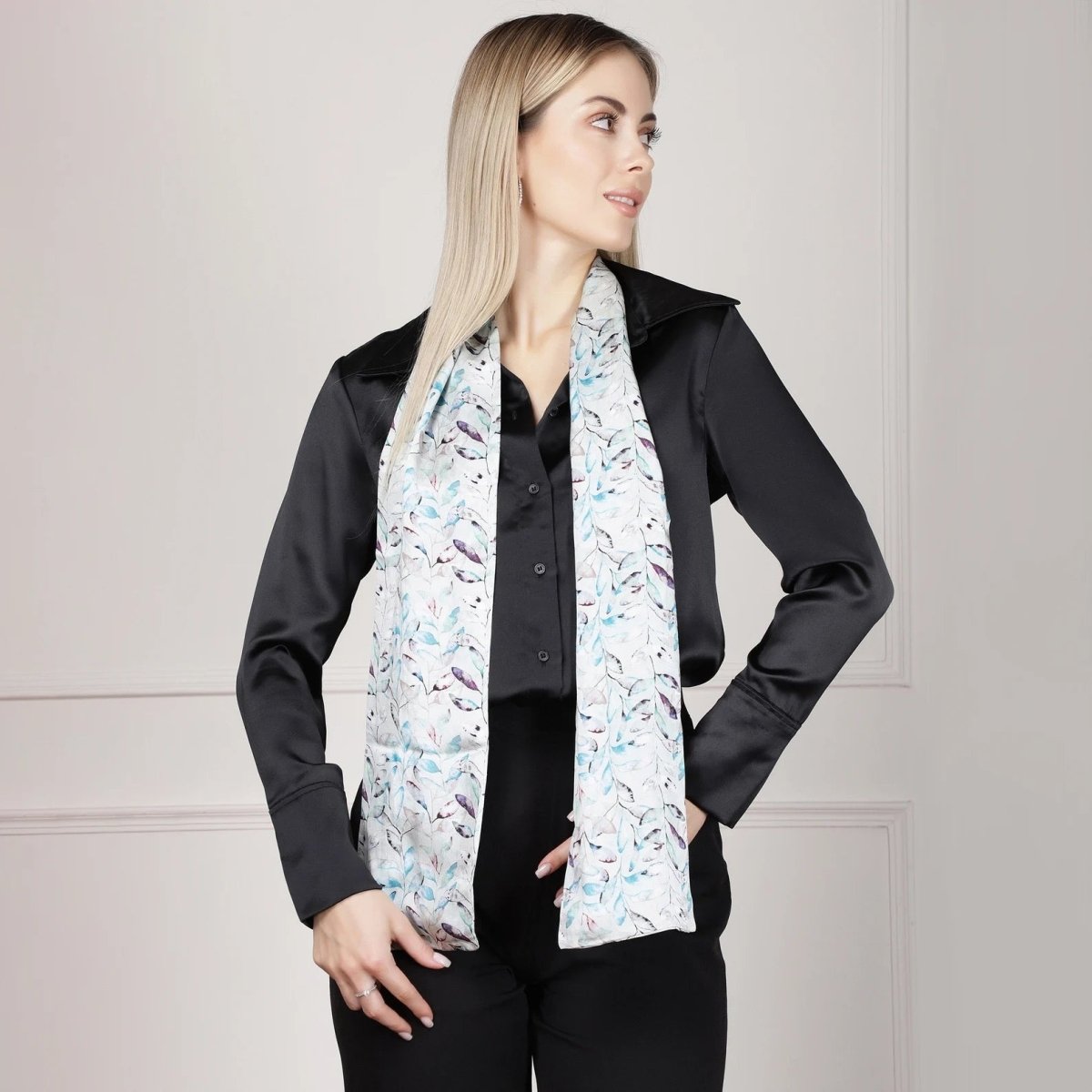 Leaves Print 100% Silk Scarf - Pattern Passion - Just Makers Pattern Passion