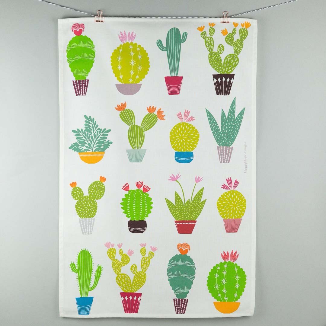 Light Cactus Tea Towel Maggie Magoo Designs - Just Makers Maggie Magoo Designs