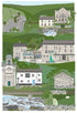 Collage of various buildings and landscapes with greenery