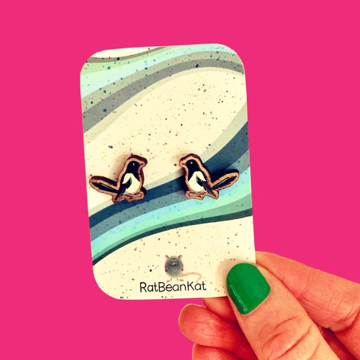 Little Magpie Earrings - Rat Bean Kat - Just Makers Rat Bean Kat