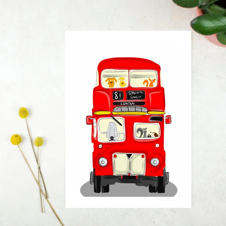 London Bus Sprocket A4 Print - Sarah Westwood Illustrator_Just Makers