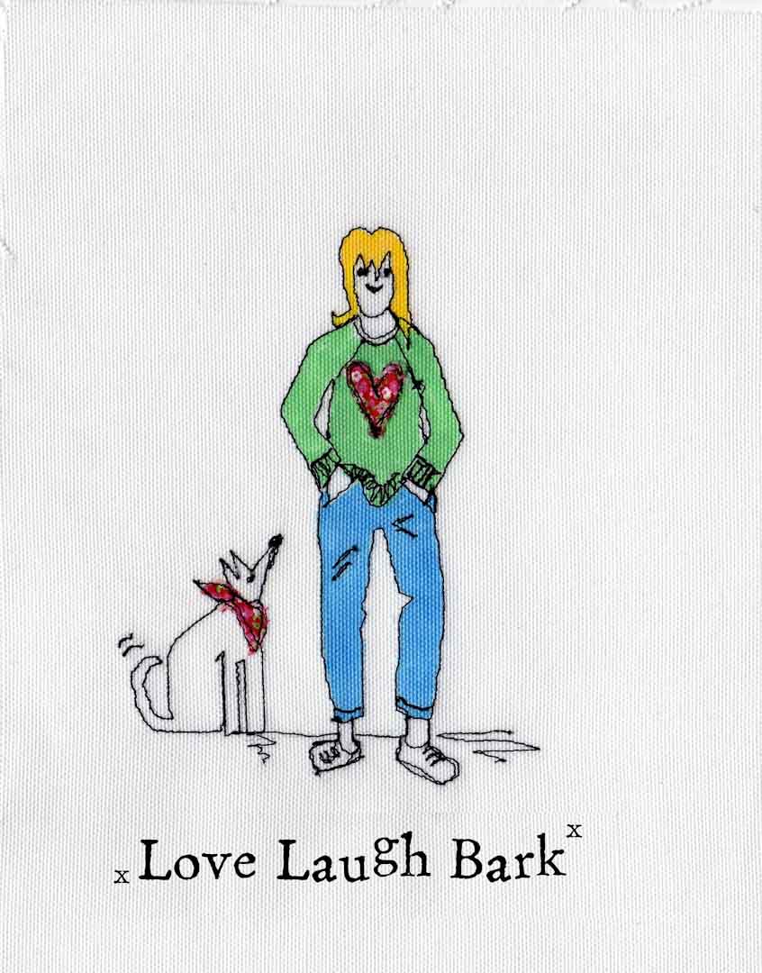 Love Laugh Bark Mounted Print - Touchy Feely Textiles - Just Makers Touchy Feely Textiles