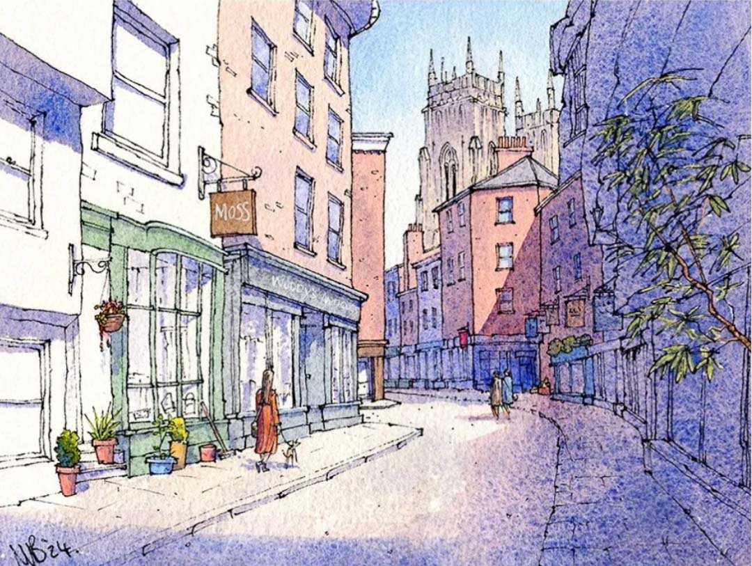 Low Petergate York A5 Mounted Print - Matty Burnham - Just Makers Matty Burnham