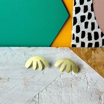 Matisse Leaf Brass Earrings Red Paper House_Just Makers