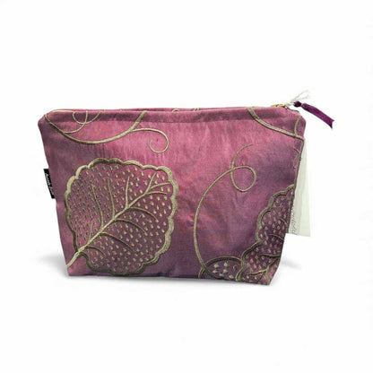 Mauve Embroidered Silk Make Up Bag - Amanda Scott_Just Makers