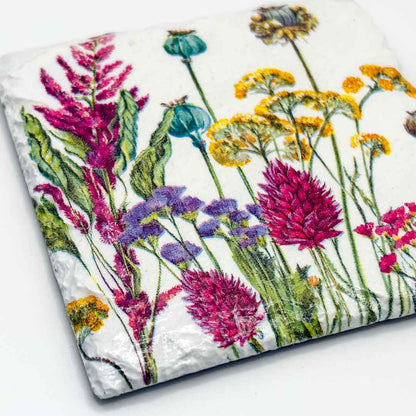 Meadow Flowers Coaster Slate - Sarah Tustin_Just Makers