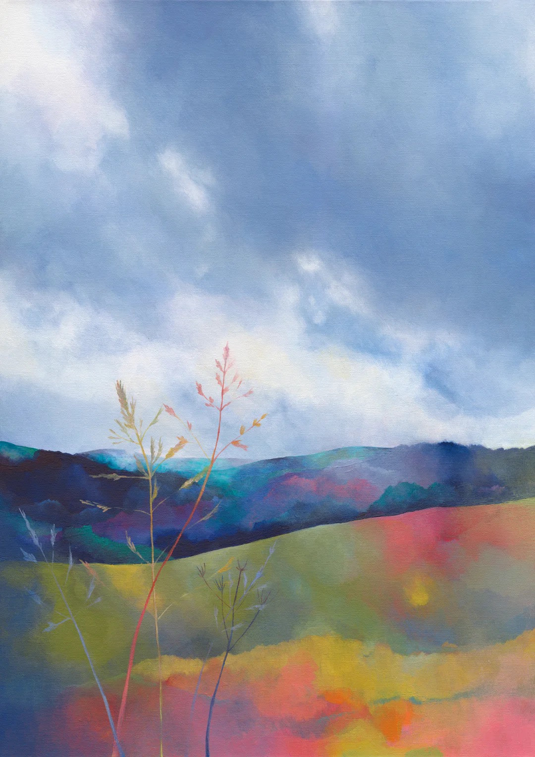 Meadow Grasses with Dusk Drawing in Ltd Edition Giclée Print - Julia Ogden_Just Makers