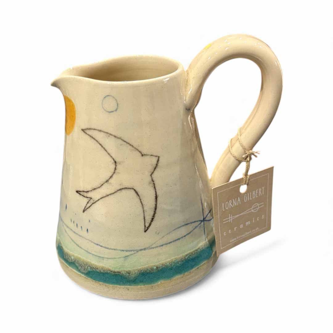Medium Jug - Swift Mustard Moon - Lorna Gilbert - Just Makers Lorna Gilbert Ceramics