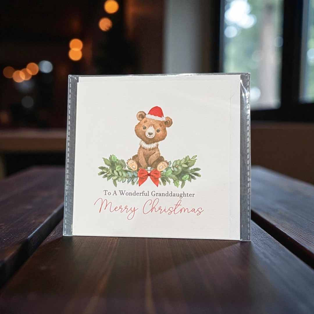Merry Christmas Granddaughter Teddy Card by Bright Night Cards_Just Makers