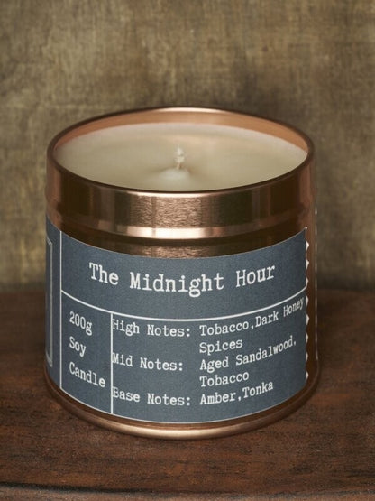 Midnight Hour Rose Gold Tin Candle - Kandlers Table_Just Makers