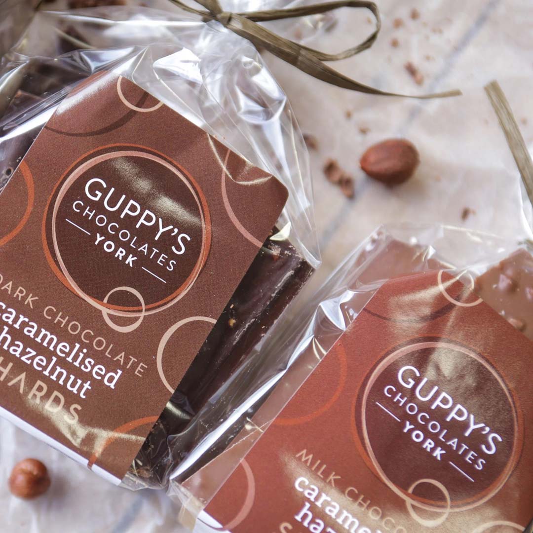 Milk Chocolate Caramelised Hazelnut Shards by Guppy&