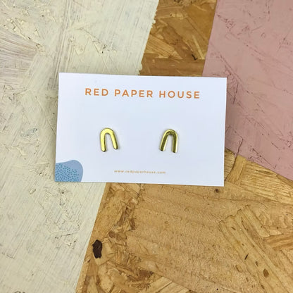 Mini Arc Brass Earrings Red Paper House_Just Makers