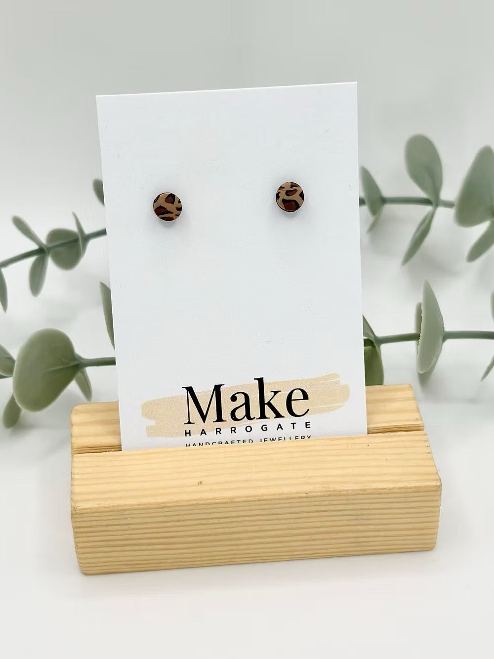Mini Dot Studs - Tan Leopard - Make Harrogate_Just Makers