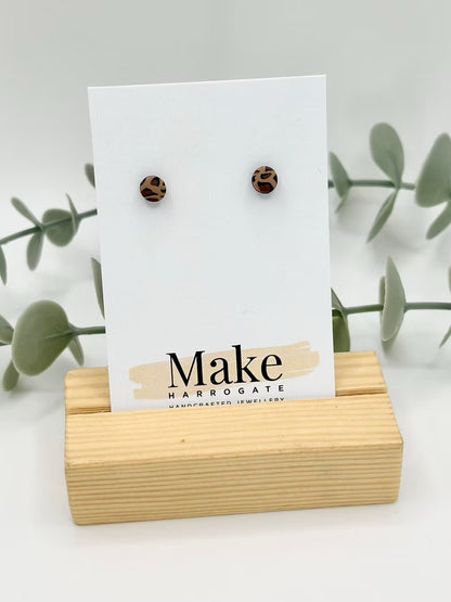 Mini Dot Studs - Tan Leopard - Make Harrogate_Just Makers